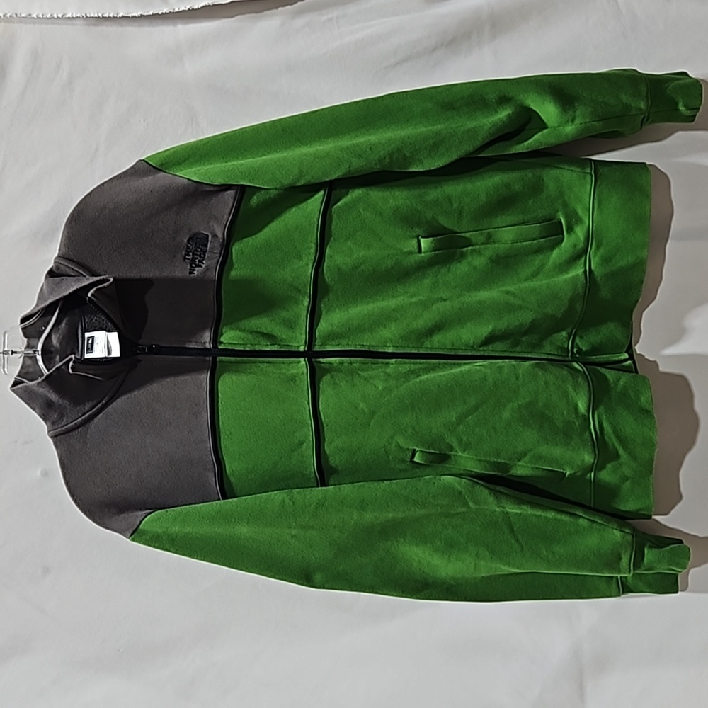 The North Face Sweatshirt Mock Collar, Full Front Zip, Green/Grey
